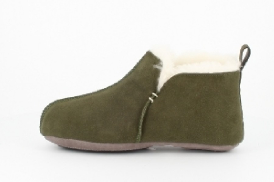 Olivgröna damtofflor i skinn från Axelda footwear